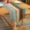 Hanrunsi Tischläufer Moderne Wohnzimmer Tischsets Grün Leinen Tischläufer Raumsets Antik Altrustikales Holz Blau-Beige-Braun Tischsets für Esstisch Party Hochzeitswäsche 40x140cm