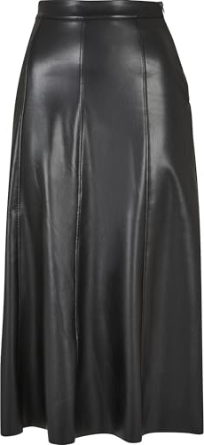 Urban Classics Piel sintética Midi Skirt Falda, Negro, S para Mujer