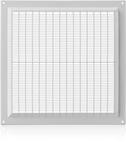 250x250mm Lüftungsgitter mit Insektenschutz - Weiß Kunststoff Abschlussgitter - Zuluft Abluft Gitter