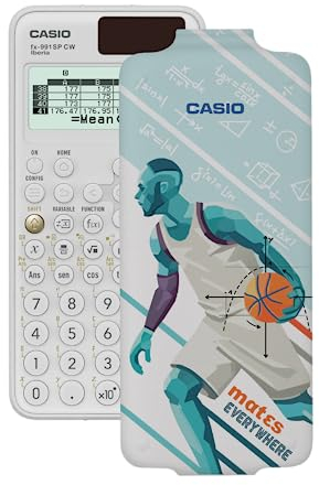 Casio FX-991SP CW – illustrierter wissenschaftlicher Taschenrechner mit Basketballspieler, empfohlen für den spanischen und portugiesischen Lebenslauf, 5 Sprachen, über 560 Funktionen, Solar, Weiß