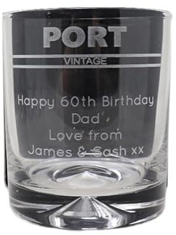 Regalo Personalised Dimple Glass Tumbler - Port Design (No Gift Box)