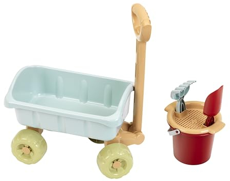 Theo Klein 7687 Bollerwagen mit Eimer-Set I Robuster Bollerwagen I Inkl. Sandkasten-Spielsachen I Recyclingkunststoff I Anti-UV, Spielzeug für Kinder ab 18 Monaten