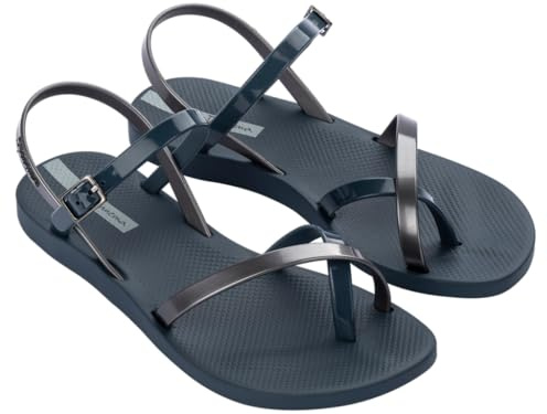 Ipanema Women's Fashion Sand VIII Fem Flat Sandal, Blue Silver, 7 UK