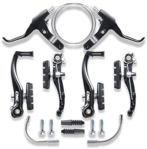 CNCLOL Fahrrad-V-Bremsen-Set, V-Bremsen-Set für vorne und hinten, V-Bremssattel-Set für Rennrad/Mountainbike/MTB/BMX, Schwarz