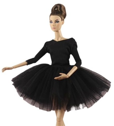 Codulu Dockklänning för 11,5 tum Amerika docka 30 cm flicka docka -tutus balettklänning kläder för 1/6 BJD docka barnleksaker-1 st – #svart