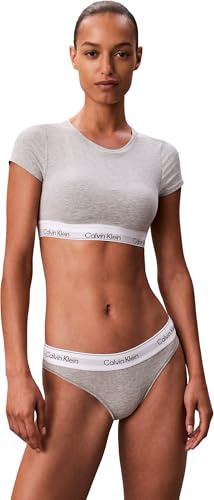 Calvin Klein Sujetador Bralette Mujer Camiseta con Cuello Cerrado, Gris (Grey Heather), L