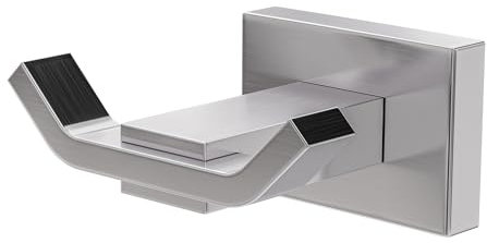 Amig - Patère de salle de bain Mod. 8 | Crochet mural avec vis incluses | 71 x 76 x 35 mm | Zamak | Argenté | Finition chromée brillante