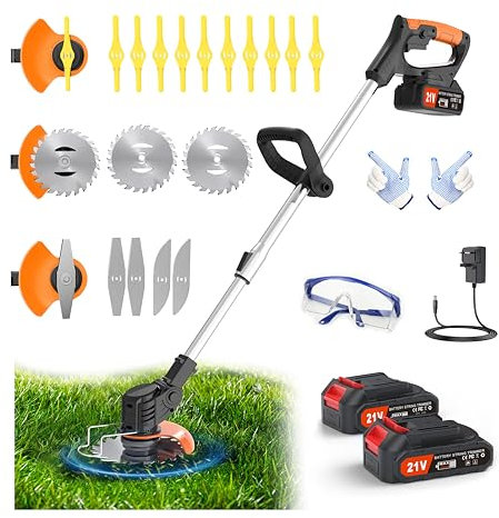 EVOKRYL Aero X1 Metal Blade Cordless Strimmer 21v Grass Trimmers Easy to use, 3.2LBS weight Grass Trimmer For Lawns and Farmland, DIY Garden, Lawn Care (Black)