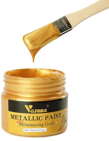 VGSEBA Acrylic Paint Metallic, Gold Paint 125ml, Gold Leaf Paints for Art Painting, Handcrafts, Multi-surface, Canvas, Wood, Clay, Metal, Fabric