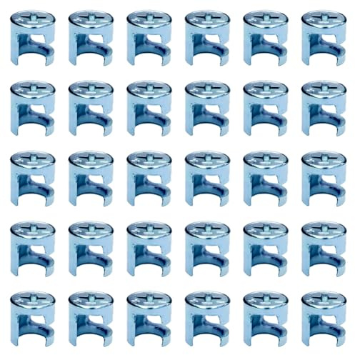 Lot de 100 serrures à cames massives - Connecteur de meubles - Ferrure excentrique - Serrure à came - Connecteur de meubles - Écrous de fixation - Ferrure de meubles pour armoire et bibliothèque