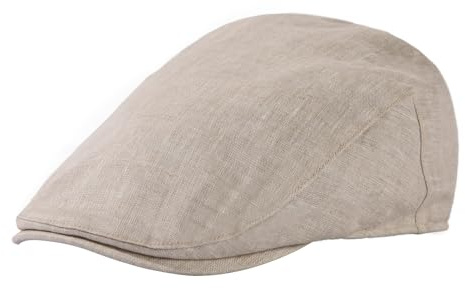 TOP-EX 100% Leinen Schiebermütze Herren Baskenmütze Mütze UPF 50 Sonnenschutz Sonnenhut Sommer Schirmmuetze Newsboy Cap 95557-Pures Beige XXL extra groß