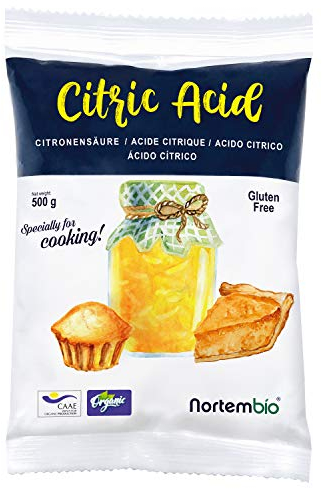 Nortembio Ácido Cítrico Alimentario 500 g – 100% Puro, Grado Alimentario | Origen Natural, Sin OGM, Conservante y Acidulante para Cocina, Repostería, Mermeladas y Queso Casero + Recetario Gratis