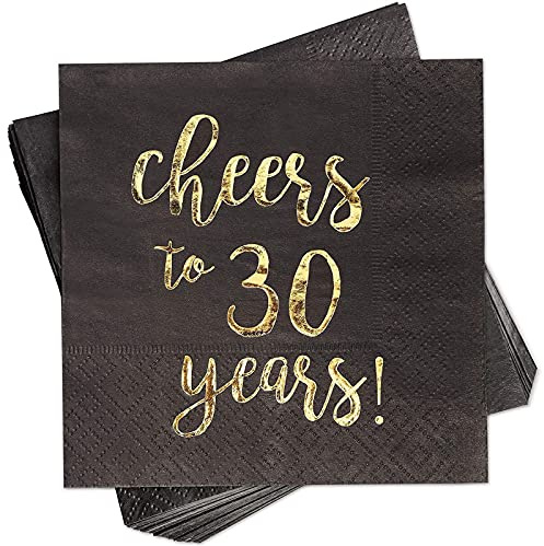 Serviettes jetables – 50-pack Serviettes en papier, serviettes en papier de fête, 3 couches, Métallique Mots Feuille d'impression, Déplié 25,4 x 25,4 cm, plié 12,7 x 12,7 cm
