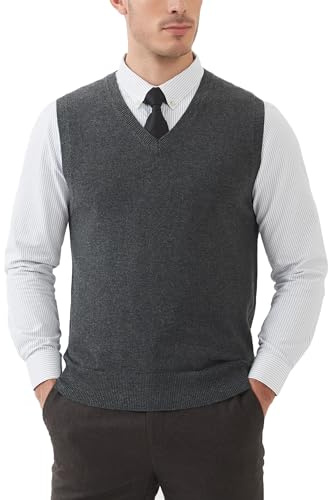 Kallspin Chalecos de Lana Mixta para Hombre Corte Relajado Cuello en V Jersey sin Mangas