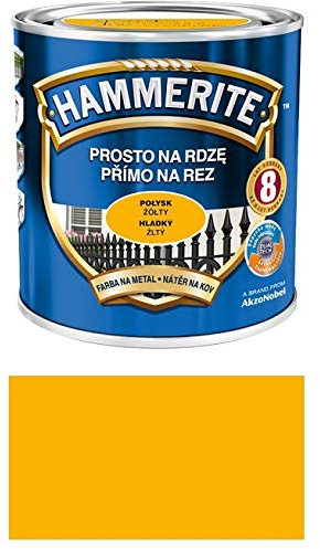 Peinture de protection en métal Hammerite - Protection contre la rouille - 0,7 l - Brillant, jaune
