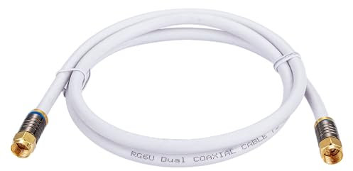 Cables Direct Online 2M White RG6 Coax Cable Dual Shield Outdoor/Indoor Coaxial BNC Extension Wire For Satellite Dish Cable TV Antenna