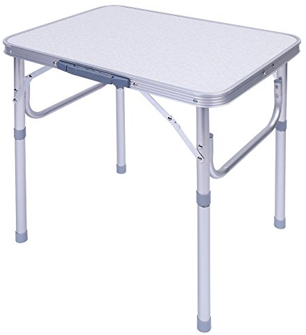 Dioche Tavolo Pieghevole da Campeggio e Giardino, Tavolino da PIC-nic con maniglia di trasporto Tavolo da Campeggio in Alluminio Altezza Regolabile da 25-56 cm