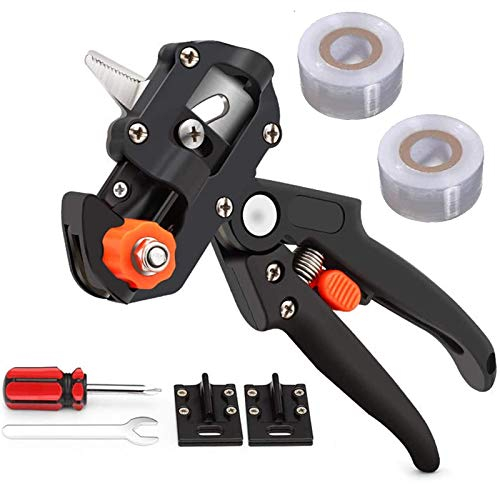 Ratschenschere Garten Obstbaum Pfropfschere Veredelungsschere Obstbäume Pfropfen Schneidwerkzeug, Professionelle Einhand Mit V + U + Ω Ersatzmesser Für Blumen Obstbäume Zweige