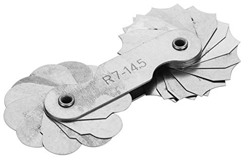 Medidor de radio, medidor de radio de acero inoxidable, medidor de radio, herramienta de medición convexa cóncava interna externa con marcado claro y protección contra la oxidación(R7-14.5MM)