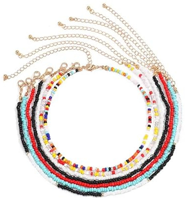 vellichor Beaded necklace, choker style. colourful boho design - for women, girls, ladies - glass seed beads - multi-coloured - Matches many outfit styles - adjustable length