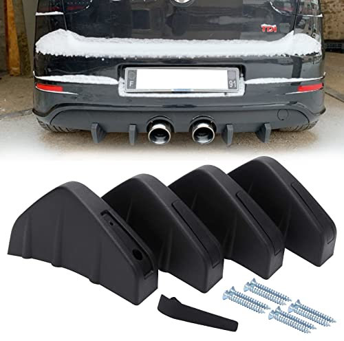 JMTBNO 4 Pezzi Paraurti Posteriore per Auto Diffusore a Labbro Universale Pinna di Squalo Nero Paraurti Posteriore Spoiler Diffusore Ala Splitter Anti-Urto Protezione Decorazione Accessori