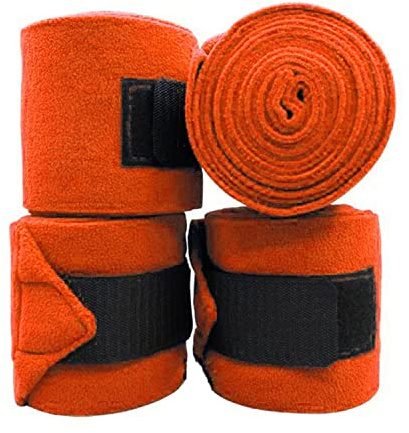 Wandrola Polo benomslag mjuk fleece hästbandage set med 4, orange