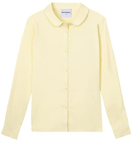 Mud Kingdom Camicie per ragazze Uniforme scolastiche con colletto Peter Pan Popeline a maniche lunghe, Giallo, 4 Anni