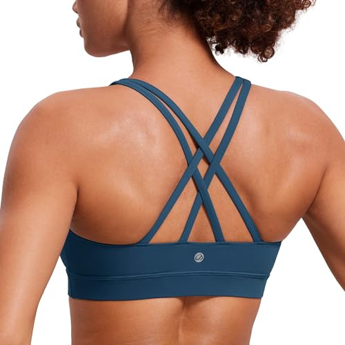 CRZ YOGA Naked Feeling Donna Reggiseno Yoga Imbottito Supporto Criss Cross Back Reggiseno Sportivo Nave Francese M