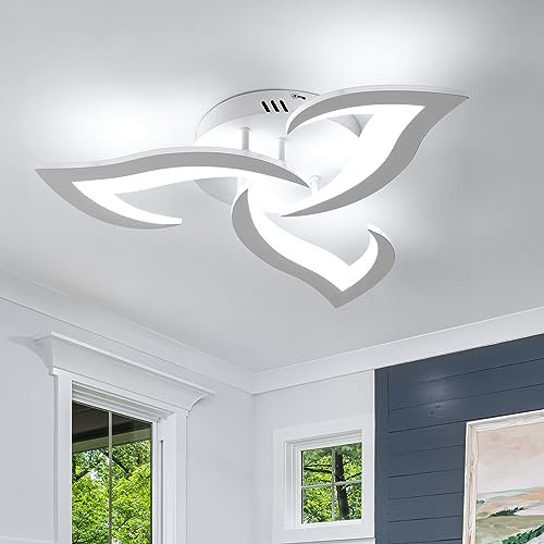 Riserva Moderna Lámpara de Techo LED 36W Creativa Con Diseño de Pétalos, 6500K Blanco Frío, Acrílico, Para Sala de Estar y Dormitorio (Diámetro 58cm, Blanco)