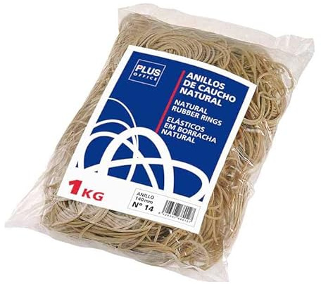 Elastiska gummiband varumärke Plus Office modell GOMAS ELASTICAS nr 14 140MM 1KG VÄSKA