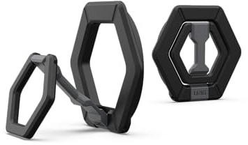 URBAN Armor Gear Magnetring/Halterung/Ständer für magnetische Hüllen (360 Grad drehbar, Aufstellung im Hoch- und Querformat, Starke Magneten) schwarz/Silber