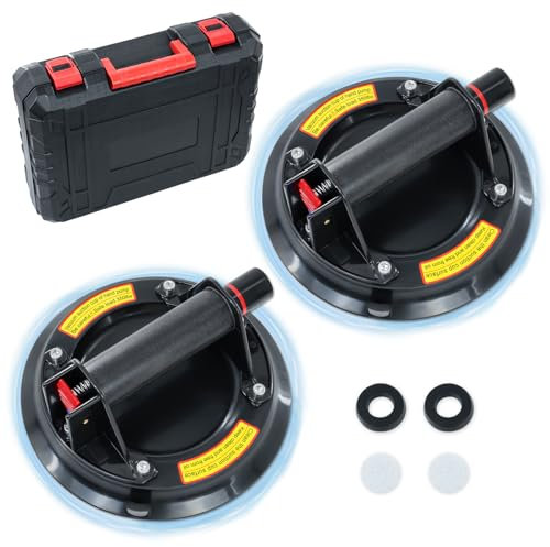 YYDENTOOL 2 x Ventouse Vitrier,Ventouse Carrelage,Ventouse Pare Brise,Charge Maximale 220kg/480lbs,LèVe-Verre à Ventouse, Industriel à Ventouse Pour Les FenêTres, Le Verre, Les Tuiles Et Le Granit