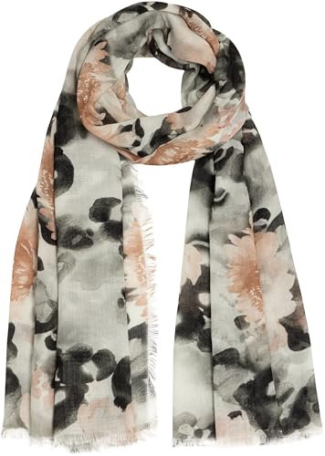 Caspar SC531 Damen Sommer Schal aus weichem Modal gemustert, Farbe:schwarz