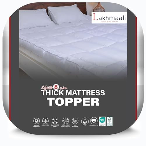 Lakhmaali Mattress Topper Kingsize Bed – Extra Thick Deep Filled Quilted King Topper – Ultra Soft and Breathable, Hypoallergenic Hotel Quality Comfort with Elasticated Corner Straps for Secure Fit