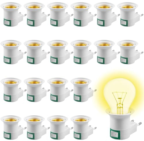 20 Stück Lampenfassung E27 mit Stecker, E27 Fassung, Lampenhalter Wandleuchte Steckdose mit Schalter, Lampe Steckdose für Küchenlampe, Leuchtmittel LED