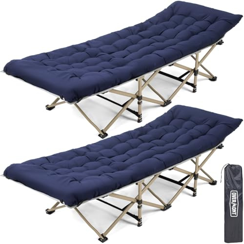 OVERMONT Lettino da Campeggio Brandina Pieghevole - Letto Pieghevole Portatile Singolo con Materasso - XL Caricabile Fino 250 kg - con Tasca Laterale per Esterni Viaggi Spiaggia Giardino Ufficio