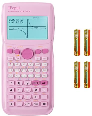 Calculadora gráfica, calculadora científica iPepul de 10 modos (complejo, estadística, base-N, ecuación, tabla, matriz, vector, gráfico, G-Resolve...), ideal para suministros escolares (rosa)