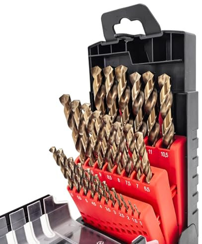 GVHAKG Bohrer Set 25 teilig，HSS-E M35 kobalt Spiralbohrer-Set für Metall, Edelstahl und Aluminium（1-13 mm）