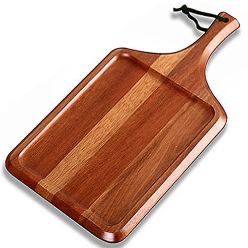 CTCOIJRN Bandeja de Pizza con patrón, Tabla Redonda for Pizza, Paleta for Pizza con Mango, Tabla de Cortar for Queso, Pan, Fruta y Filete(50x28x2cm)