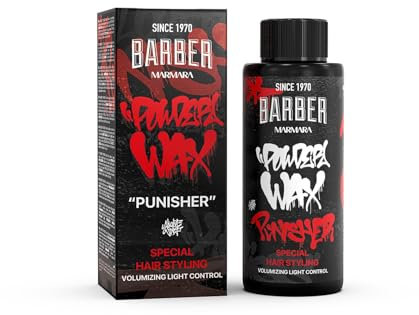 Barber Marmara Hair Powder Men | Haarpuder mit matt Effekt und leichten Halt für Frauen & Männer | Styling Puder Matt-Look | Hairstyling | Modellier-Styling-Pulver | Matte Powder (20gr, PUNISHER)