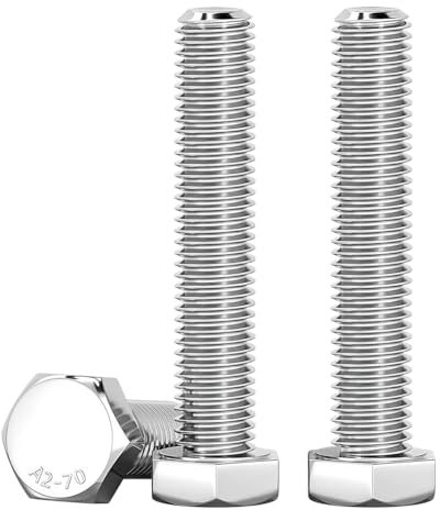 Drenky Pernos De Cabeza Hexagonal M8 X 60mm Acero Inoxidable A2 V2A Tornillo Metrica DIN 933 Roscado Completo Tornillos Para ConstruccióN MetáLica, Automotriz, Maquinaria, Plata, 10 Piezas