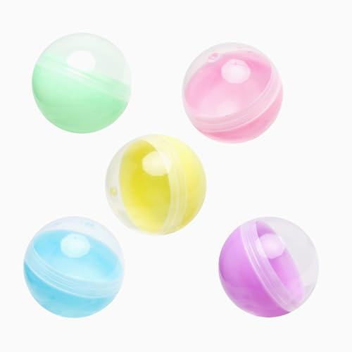 HENGBIRD Distributore Palline Capsule 50pcs – Palline Plastica Trasparenti Colorate Macaron 3.8cm, Uova Sorpresa Vuote Riutilizzabili – Fai da Te Regali Festa, Premi Scuola, Uova di Pasqua Bambini
