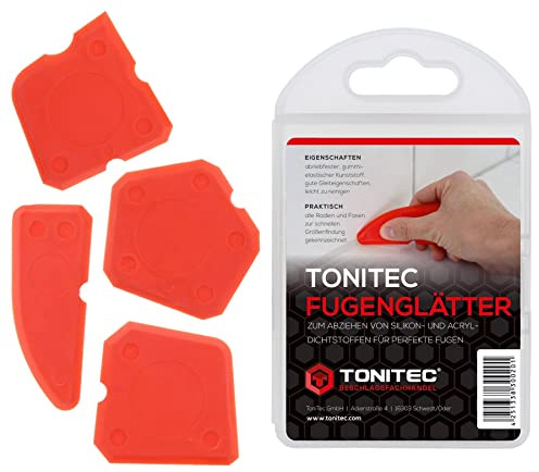 ToniTec Fugenglätter Set 4 teilig Fugenabzieher für Silikon und Acryldichtstoffe Fugenspachtel Silikonabzieher