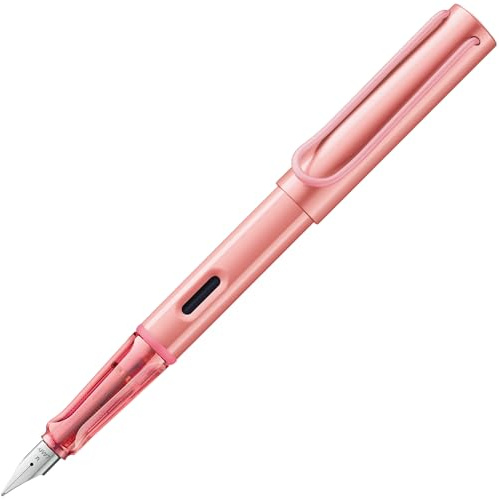 Lamy AL-star flamingo Füller – Füllhalter mit ergonomischem Griff & schwarzer Stahlfeder in Strichbreite EF – leichtes Aluminiumgehäuse – inkl. Tintenpatrone T 10 blau – Rechtshänder