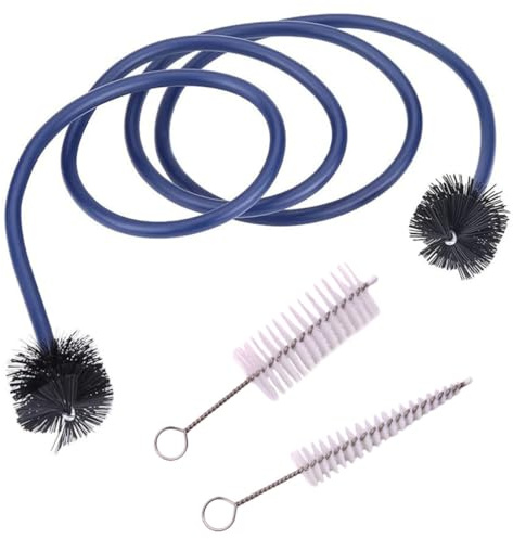 3pcs Trumpet Cleaning Brush Set Flexible Plastic and Steel | Blue Bristle Design, Easy to Use for Maintenance, Compact Kit for Brass Instrument Care