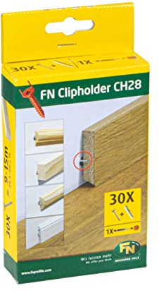Gedotec nailofix CH28 Clipholder Clips de fixation pour plinthes avec passage de câbles - NH10003 | Fixation angulaire invisible | 1 paquet de 30 vis de montage & chevilles pour clips de plinthes