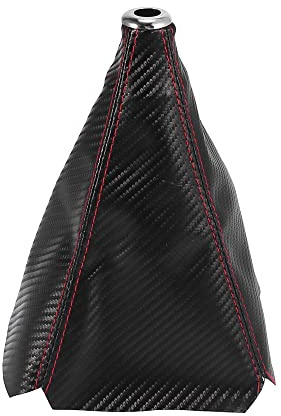 X AUTOHAUX Shift Boot Cover Dust Proof Car Carbon Fiber Pattern Red Line