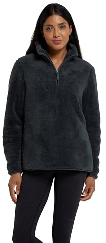 Mountain Warehouse Teddyfleecejacke für Damen -warmes und kuscheliges Damen-Sweatshirt, Oberteil mit halbem Reißverschluss, Leichter Pullover, Antipilling-Fleece, Winter Khaki Damengröße EU 38