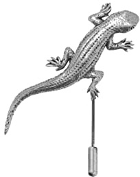 CréatedByJake - Lézard gecko - Fabriqué en étain anglais fin sur une épingle à cravate, chapeau, écharpe, col