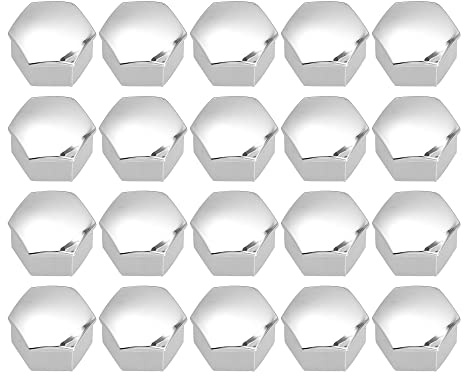 X AUTOHAUX 20pcs 21mm Wheel Lock Lug Bolt Nut Cover Caps Center Cover Bolt Locking Caps with Clip Tool Set Replacement for Tesla Model 3 Y S Silver Tone
